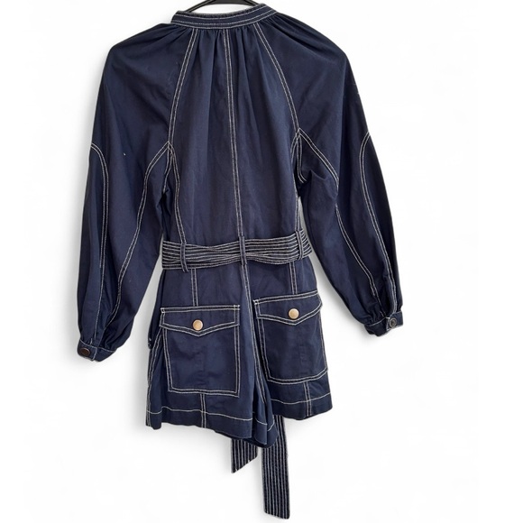Ulla Johnson Navy Utility Tie-Belt Jacket Romper - Picture 12 of 14